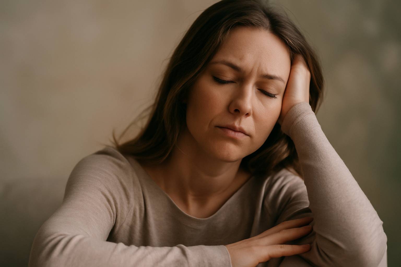 hIpnoza-pentru-anxietate Femeie relaxată cu ochii închiși în timpul unei sesiuni de hipnoză pentru anxietate